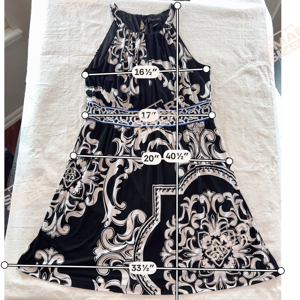 Women’s White House Black Market Black & White Printed Strappy Dress - Picture 4 of 5
